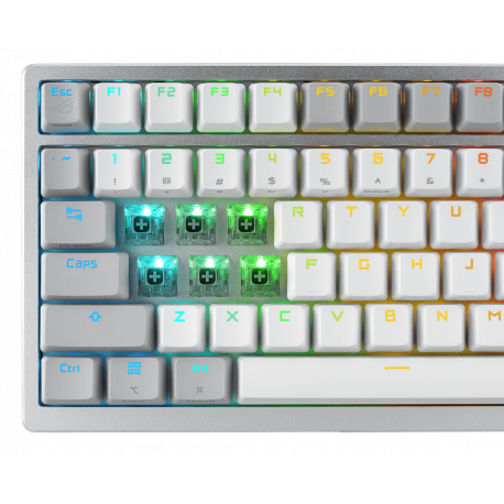 ASUS ROG Azoth - Keyboard - 75%, hot-swappable - with OLED display - backlit - wireless - 2.4 GHz, Bluetooth 5.1, USB 2.0 - key switch: ROG NX - gun metal - 6