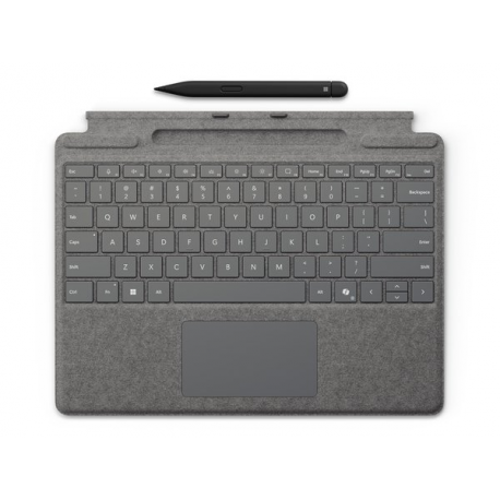 Microsoft Surface Pro Keyboard - Keyboard - with trackpad, accelerometer, Surface Slim Pen 2 storage and charging tray - QWERTY - Nordic - platinum - with Slim Pen 2 - for Surface Pro 10, Pro 11, Pro 8, Pro 9, Pro Copilot+ PC, Pro Copilot+ PC for Business - 0
