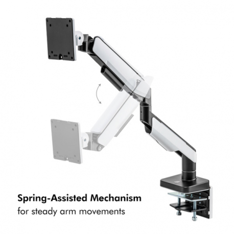 LogiLink - Mounting kit (articulating arm, grommet clamp, clamp mounting base) - Gas Spring - for LCD display /  curved LCD display - gaming - plastic, aluminium, steel - matte black, greyish white - screen size: 17"-49" - desk-mountable - 1