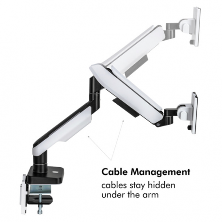 LogiLink - Mounting kit (articulating arm, grommet clamp, clamp mounting base) - Gas Spring - for LCD display /  curved LCD display - gaming - plastic, aluminium, steel - matte black, greyish white - screen size: 17"-49" - desk-mountable - 2