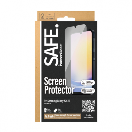 SAFE. by PanzerGlass - Screen protector for mobile phone - ultra-wide fit w. EasyAligner - glass - for Samsung Galaxy A25 - 1