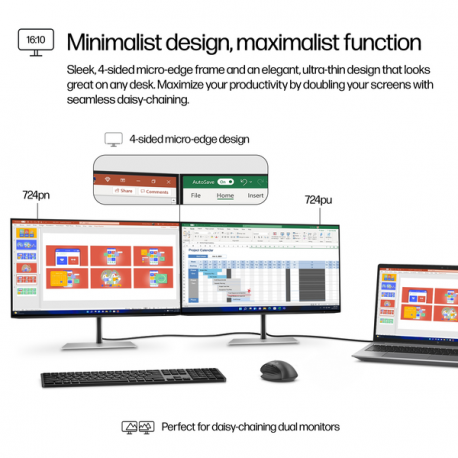 HP 724pn - Series 7 Pro - LED monitor - 24" - 1920 x 1200 WUXGA @ 100 Hz - IPS - 350 cd / m² - 1500:1 - 5 ms - HDMI, DisplayPort - black, silver - 19
