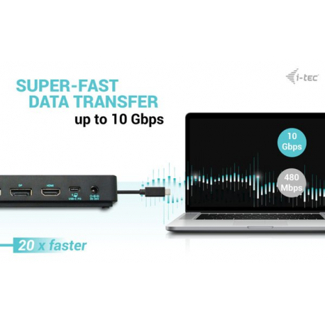 i-Tec - Docking station - USB-C 3.2 Gen 2 / Thunderbolt 3 / Thunderbolt 4 - HDMI, 2 x DP - GigE - 100 Watt - Europe - 10