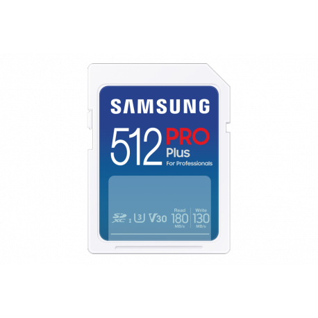 Samsung PRO Plus MB-SD512S - Flash memory card - 512 GB - Video Class V30  /  UHS-I U3 - SDXC UHS-I - white - 0