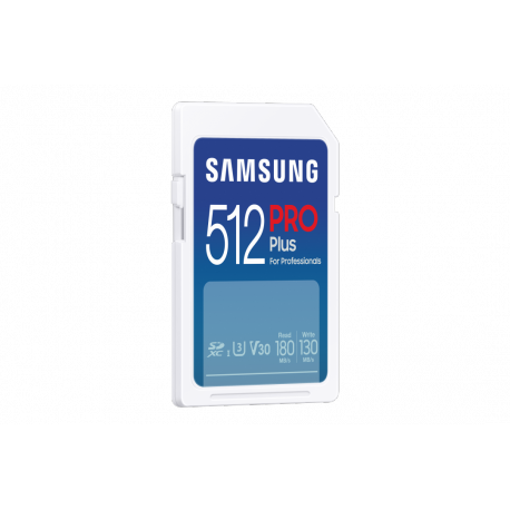 Samsung PRO Plus MB-SD512S - Flash memory card - 512 GB - Video Class V30  /  UHS-I U3 - SDXC UHS-I - white - 1