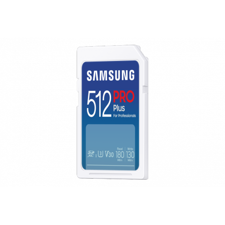 Samsung PRO Plus MB-SD512S - Flash memory card - 512 GB - Video Class V30  /  UHS-I U3 - SDXC UHS-I - white - 2