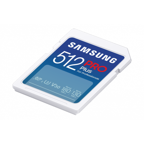 Samsung PRO Plus MB-SD512S - Flash memory card - 512 GB - Video Class V30  /  UHS-I U3 - SDXC UHS-I - white - 3