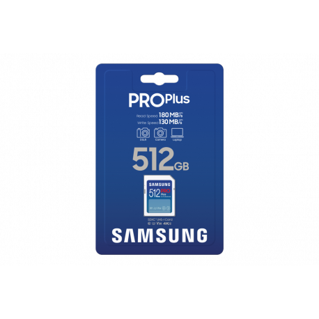 Samsung PRO Plus MB-SD512S - Flash memory card - 512 GB - Video Class V30  /  UHS-I U3 - SDXC UHS-I - white - 4
