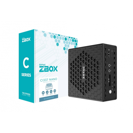 ZOTAC ZBOX C Series CI337 nano - Barebone - mini PC - 1 x N-series N100  /  0.8 GHz - RAM 0 GB - UHD Graphics - Gigabit Ethernet, Bluetooth 5.2, IEEE 802.11ax (Wi-Fi 6) - 802.11a / b / g / n / ac / ax, Bluetooth 5.2 - 6