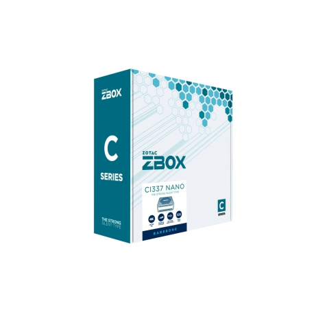 ZOTAC ZBOX C Series CI337 nano - Barebone - mini PC - 1 x N-series N100  /  0.8 GHz - RAM 0 GB - UHD Graphics - Gigabit Ethernet, Bluetooth 5.2, IEEE 802.11ax (Wi-Fi 6) - 802.11a / b / g / n / ac / ax, Bluetooth 5.2 - 7