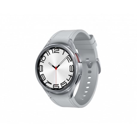 Samsung Galaxy Watch6 Classic - 47 mm - smart watch with band - hybrid eco-leather - silver - band size: M / L - display 1.5" - 16 GB - NFC, Wi-Fi, Bluetooth - 59 g - silver - 0