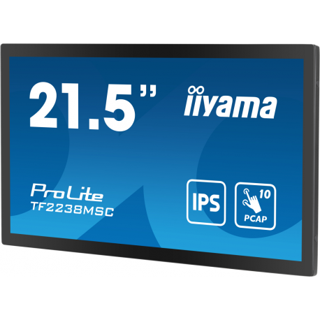iiyama ProLite TF2238MSC-B1 - LED monitor - 21.5" - open frame - touchscreen - 1920 x 1080 Full HD (1080p) - IPS - 600 cd / m² - 1000:1 - 5 ms - HDMI, DisplayPort - black, matte - 5