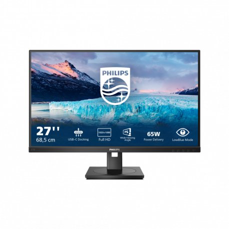 Philips S-line 273S1 - LED monitor - 27" - 1920 x 1080 Full HD (1080p) @ 75 Hz - IPS - 300 cd / m² - 1000:1 - 4 ms - HDMI, DisplayPort, USB-C - speakers - black - 1