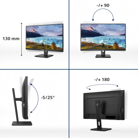 Philips S-line 273S1 - LED monitor - 27" - 1920 x 1080 Full HD (1080p) @ 75 Hz - IPS - 300 cd / m² - 1000:1 - 4 ms - HDMI, DisplayPort, USB-C - speakers - black - 9