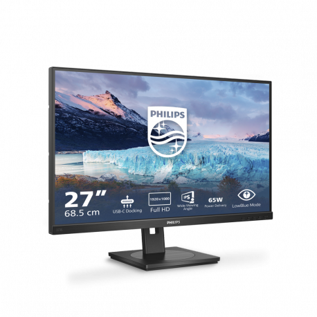 Philips S-line 273S1 - LED monitor - 27" - 1920 x 1080 Full HD (1080p) @ 75 Hz - IPS - 300 cd / m² - 1000:1 - 4 ms - HDMI, DisplayPort, USB-C - speakers - black - 10