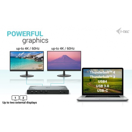 i-Tec - Docking station - USB-C  /  USB 3.0  /  Thunderbolt 3  /  Thunderbolt 4 - 2 x HDMI, 2 x DP++ - GigE - 130 Watt - 3