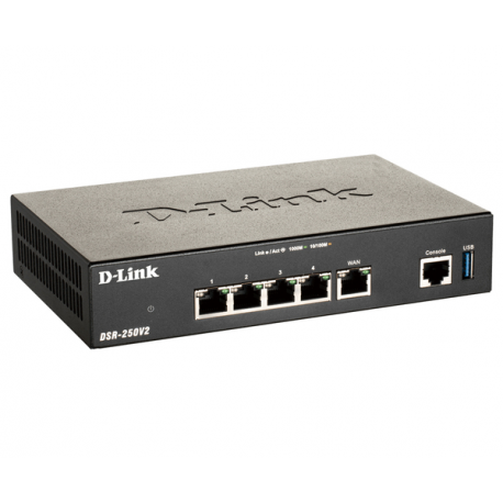 D-Link DSR-250V2 - Router - 4-port switch - GigE - 1