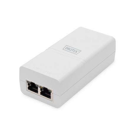 DIGITUS - PoE injector - Gigabit, active, IEEE 802.3af, midspan - AC 100-240 V - 30 Watt - output connectors: 2 - white - 0