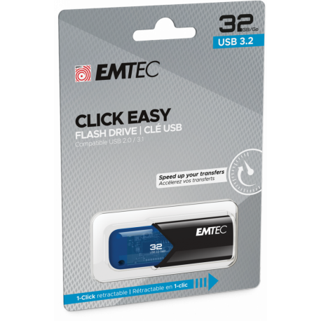 EMTEC B110 Click Easy 3.2 - USB flash drive - 32 GB - USB 3.2 Gen 1 - black, blue - 2
