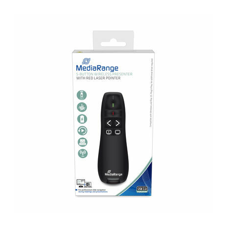 MediaRange - Presentation remote control - 5 buttons - RF - black - 0
