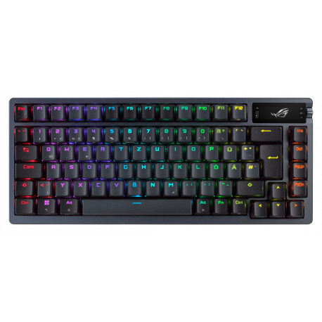 ASUS ROG Azoth - Keyboard - 75% mini-keyboard - with OLED display - backlit - wireless - 2.4 GHz, Bluetooth 5.1, USB 2.0 - QWERTZ - German - key switch: ROG NX - black - 0
