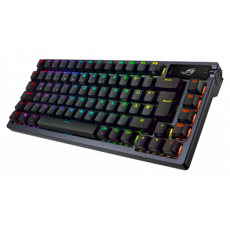 ASUS ROG Azoth - Keyboard - 75% mini-keyboard - with OLED display - backlit - wireless - 2.4 GHz, Bluetooth 5.1, USB 2.0 - QWERTZ - German - key switch: ROG NX - black - 1
