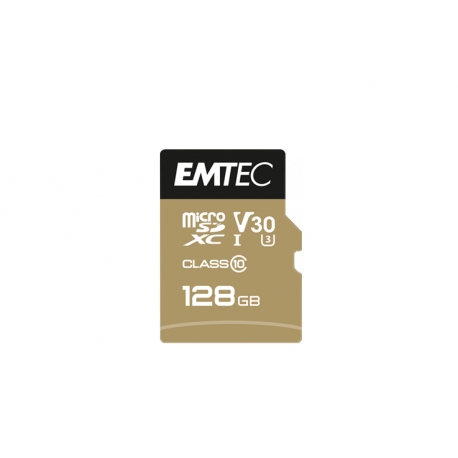 EMTEC SpeedIN' PRO - Flash memory card (microSDHC to SD adapter included) - 128 GB - Video Class V30 / UHS-I U3 / Class10 - microSDXC UHS-I - 0