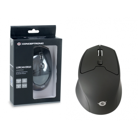 Conceptronic LORCAN ERGO - Mouse - ergonomic - right-handed - 6 buttons - wireless - Bluetooth 3.0 - black - 4