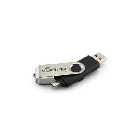 MediaRange MR932 - USB flash drive - 32 GB - USB 2.0  /  micro USB - black / silver - 2