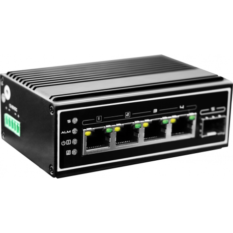 LevelOne IGP-0502 - Switch - -40°C to 75°C - 4 x 10 / 100 / 1000 (PoE+) + 1 x Gigabit SFP - desktop, DIN rail mountable, wall-mountable - PoE+ (120 W) - DC power - 0
