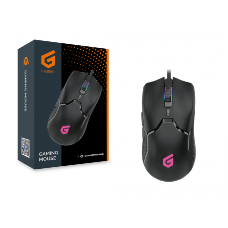 Conceptronic DJEBBEL05B 6D - Mouse - ergonomic - right-handed - optical - 6 buttons - wired - USB 2.0 - black - 1
