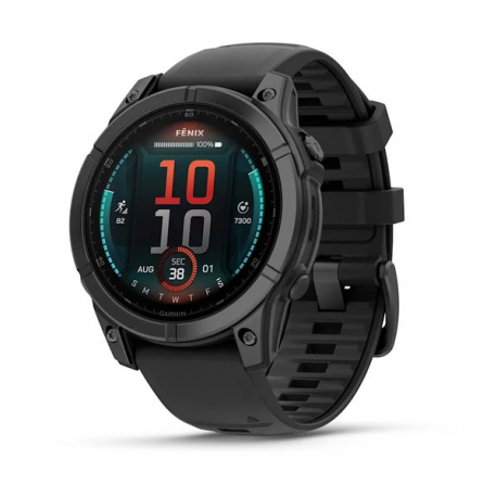 Garmin fenix E - 47 mm - slate grey steel - sport watch with band - silicone - black - wrist size: 125-208 mm - display 1.3" - 16 GB - Bluetooth, Wi-Fi, ANT+ - 76 g - 0