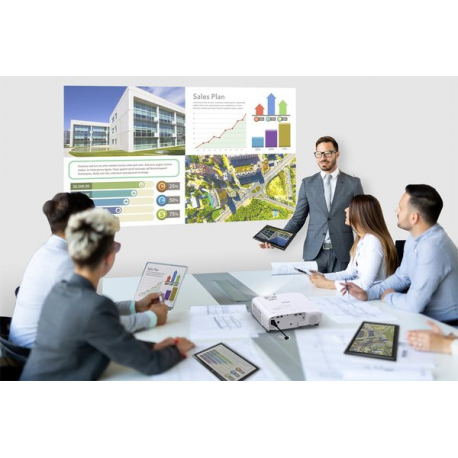 Epson EB-W55 - 3LCD projector - portable - 4000 lumens (white) - 4000 lumens (colour) - WXGA (1280 x 800) - 16:10 - 802.11n wireless / Miracast - white - 9