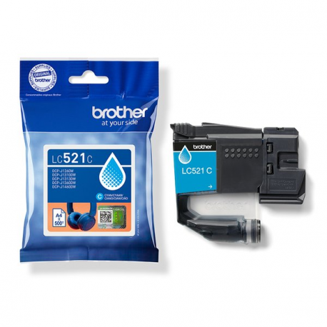 Brother LC521C - Cyan - original - pillow pack - ink cartridge - for Brother DCP-J1260W, DCP-J1310DW - 2