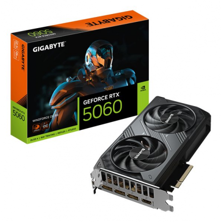 Gigabyte GeForce RTX 5060 WINDFORCE OC 8G - Graphics card - GeForce RTX 5060 - 8 GB GDDR7 - PCI Express 5.0 - 3 x DisplayPort, HDMI - 0