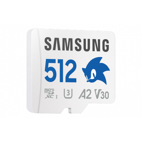 Samsung PRO Plus MB-MD512SA - Sonic the Hedgehog flash memory card (microSDXC to SD adapter included) - 512 GB - A2 / Video Class V30 / UHS-I U3 - microSDXC UHS-I - white - 2