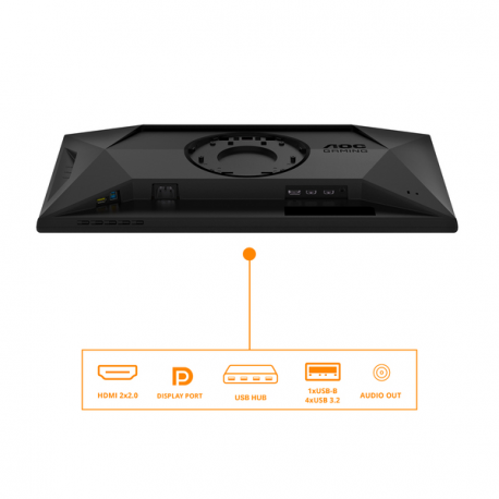 AOC Gaming 25G4SXU - LED monitor - gaming - 25" (24.5" viewable) - 1920 x 1080 Full HD (1080p) @ 310 Hz - Fast IPS - 400 cd / m² - 1000:1 - DisplayHDR 400 - 0.3 ms - 2xHDMI, DisplayPort - grey, black - 13