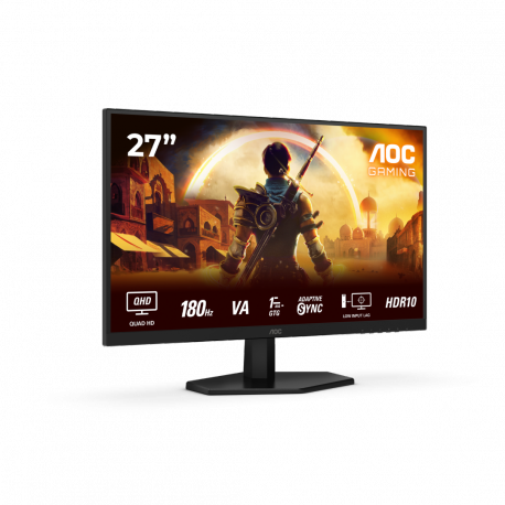 AOC Gaming Q27G42XNE - LED monitor - gaming - 27" - 2560 x 1440 QHD @ 180 Hz - Fast VA - 300 cd / m² - 5000:1 - HDR10 - 0.5 ms - 2xHDMI, DisplayPort - speakers - black, red - 12
