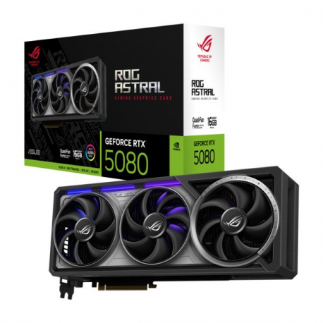 ASUS ROG Astral GeForce RTX 5080 16GB - Graphics card - GeForce RTX 5080 - 16 GB GDDR7 - PCI Express 5.0 - 2 x HDMI, 3 x DisplayPort - grey - box - 0