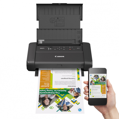 Canon MAXIFY BX110 - Printer - colour - ink-jet - A4 / Legal - 4800 x 1200 dpi - up to 9 ipm (mono)  /  up to 5.5 min / page (colour) - capacity: 50 sheets - USB-C, Wi-Fi(ac) - 12