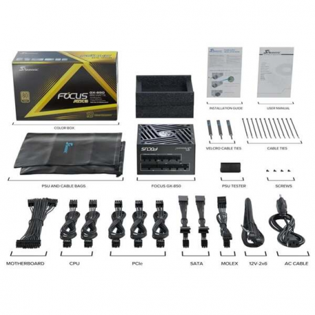 Seasonic FOCUS GX ATX 3 (2024) 850 - Power supply (internal) - ATX12V 3.1 /  EPS12V - 80 PLUS Gold - AC 100-240 V - 850 Watt - 1