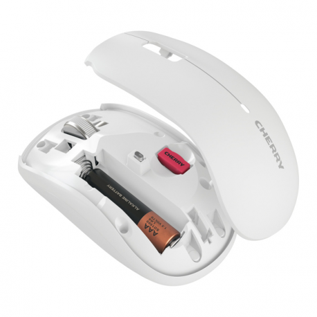 CHERRY MW 2200 - Mouse - ergonomic - right and left-handed - optical - 3 buttons - wireless - 2.4 GHz - USB wireless receiver - white - 5