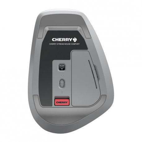 CHERRY STREAM MOUSE COMFORT - Mouse - ergonomic - right-handed - optical - 6 buttons - wireless - 2.4 GHz - USB wireless receiver - white / grey - 1