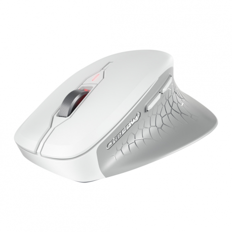 CHERRY STREAM MOUSE COMFORT - Mouse - ergonomic - right-handed - optical - 6 buttons - wireless - 2.4 GHz - USB wireless receiver - white / grey - 2