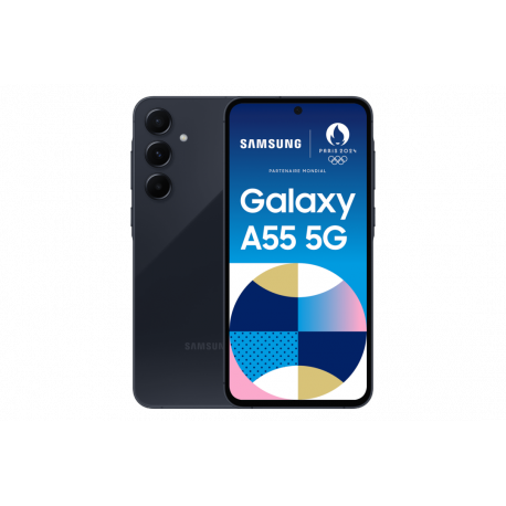 Samsung Galaxy A55 - Enterprise Edition - 5G smartphone - dual-SIM - RAM 8 GB  /  Internal Memory 128 GB - microSD slot - OLED display - 6.6" - 2340 x 1080 pixels (120 Hz) - 3x rear cameras 50 MP, 12 MP, 5 MP - front camera 32 MP - awesome navy - 0