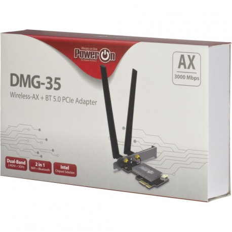Inter-Tech DMG-35 - Network adapter - PCIe low profile - 802.11ac, Bluetooth 5.0, 802.11ax (Wi-Fi 6) - 4