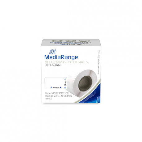 MediaRange - Paper - permanent adhesive - black on white - 28 x 89 mm 130 label(s) (1 roll(s) x 130 box - labels (alternative for: DYMO 99010, DYMO S0722370) - for DYMO LabelWriter - 0