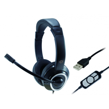 Conceptronic Polona POLONA01B - Headset - full size - wired - USB - black - 1