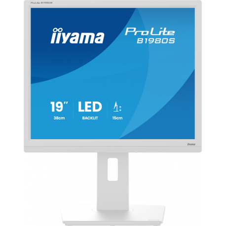 iiyama ProLite B1980S-W1 - LED monitor - 19" - 1280 x 1024 @ 75 Hz - TN - 250 cd/m² - 1000:1 - 3 ms - HDMI, DisplayPort - speakers - white, matte - 0