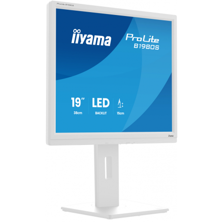 iiyama ProLite B1980S-W1 - LED monitor - 19" - 1280 x 1024 @ 75 Hz - TN - 250 cd/m² - 1000:1 - 3 ms - HDMI, DisplayPort - speakers - white, matte - 1